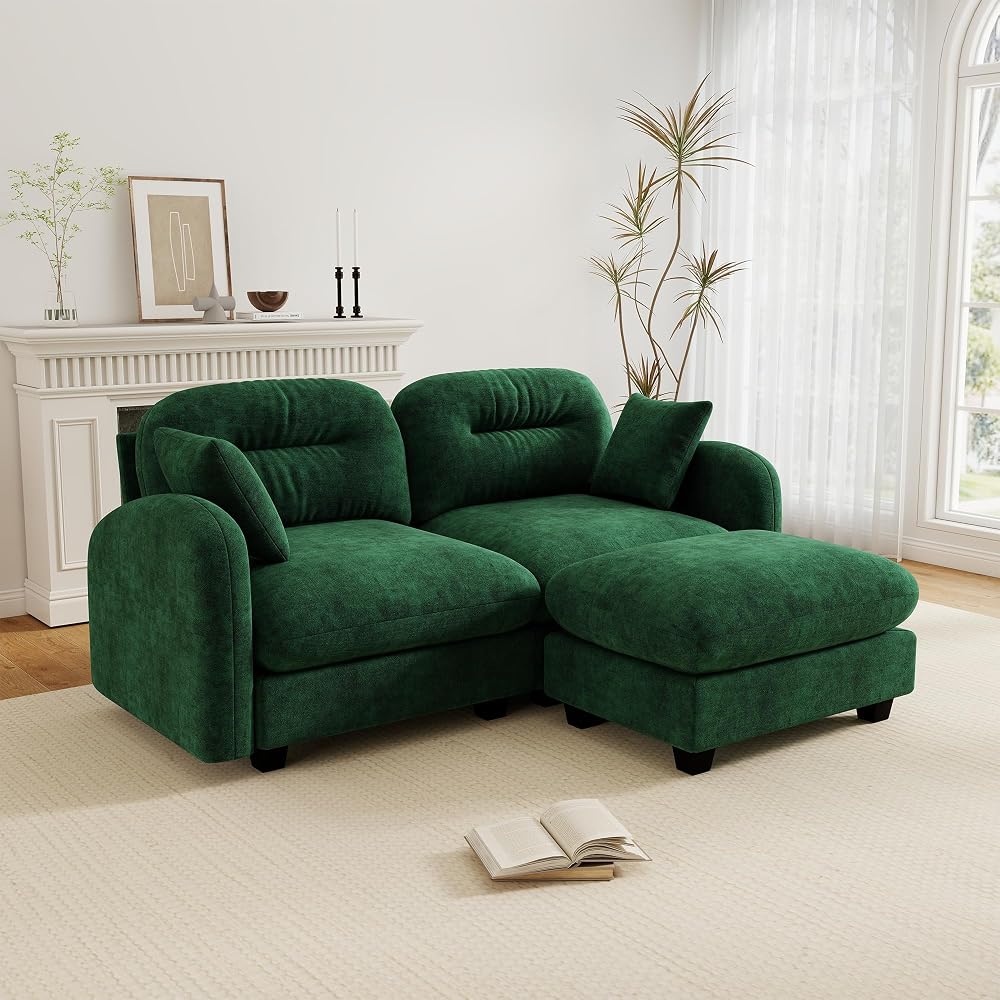 Cloud Couches for Living Room, Modular Sectional Sofa, 74" L-Shape Green