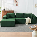 108” Boneless Couches for Living Room, Cloud Modular Sectional Couch, Modular Sectional Sofa with Deep Seat, Modren Comfy Corduroy Fluffy Couch with L-Shaped Chaise, No Assembly Required, Green
