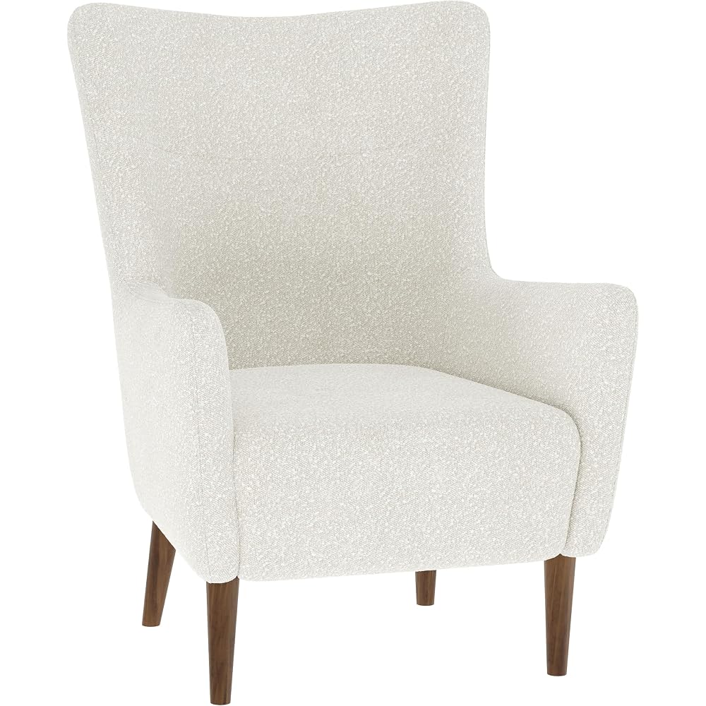 Traditional Wingback Accent Chair, Off-White