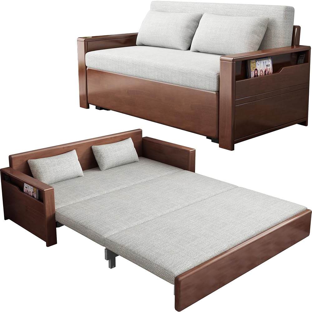 59" Grey 3-in-1 Convertible Sofa w/Stor & Rev Chaise, Solid Wooden Frame