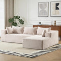 96’’ Modular Cloud Couch,Modern L-Shaped Sectional Sofa for 3-Seater,Compressed Corduroy Sofa with Deep Seat & Cozy Cushions,Boneless Couch for Living Room(White,Right Facing Chaise)