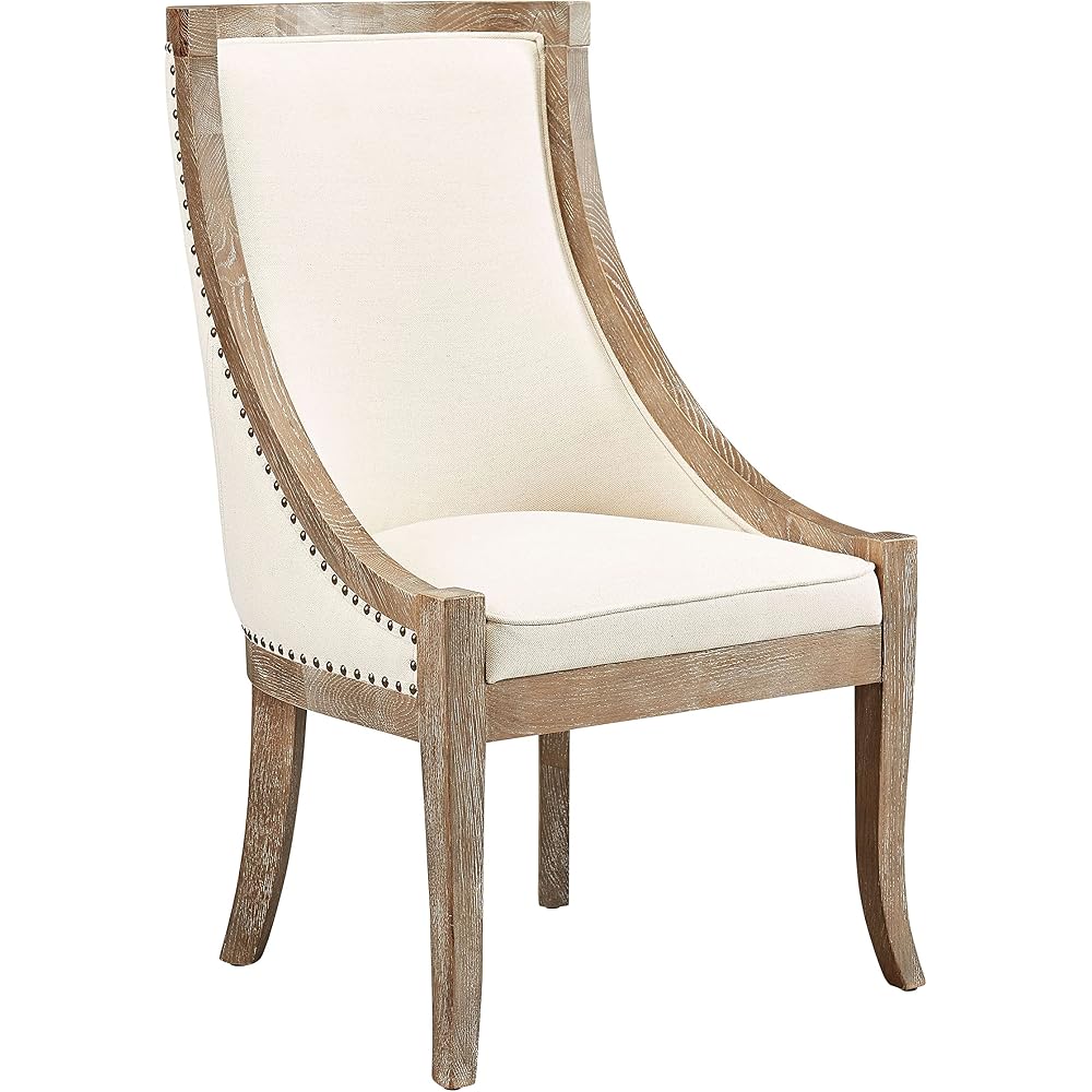 Ladysmith Linen & Oak Scoop Chair with Nailhead Accents