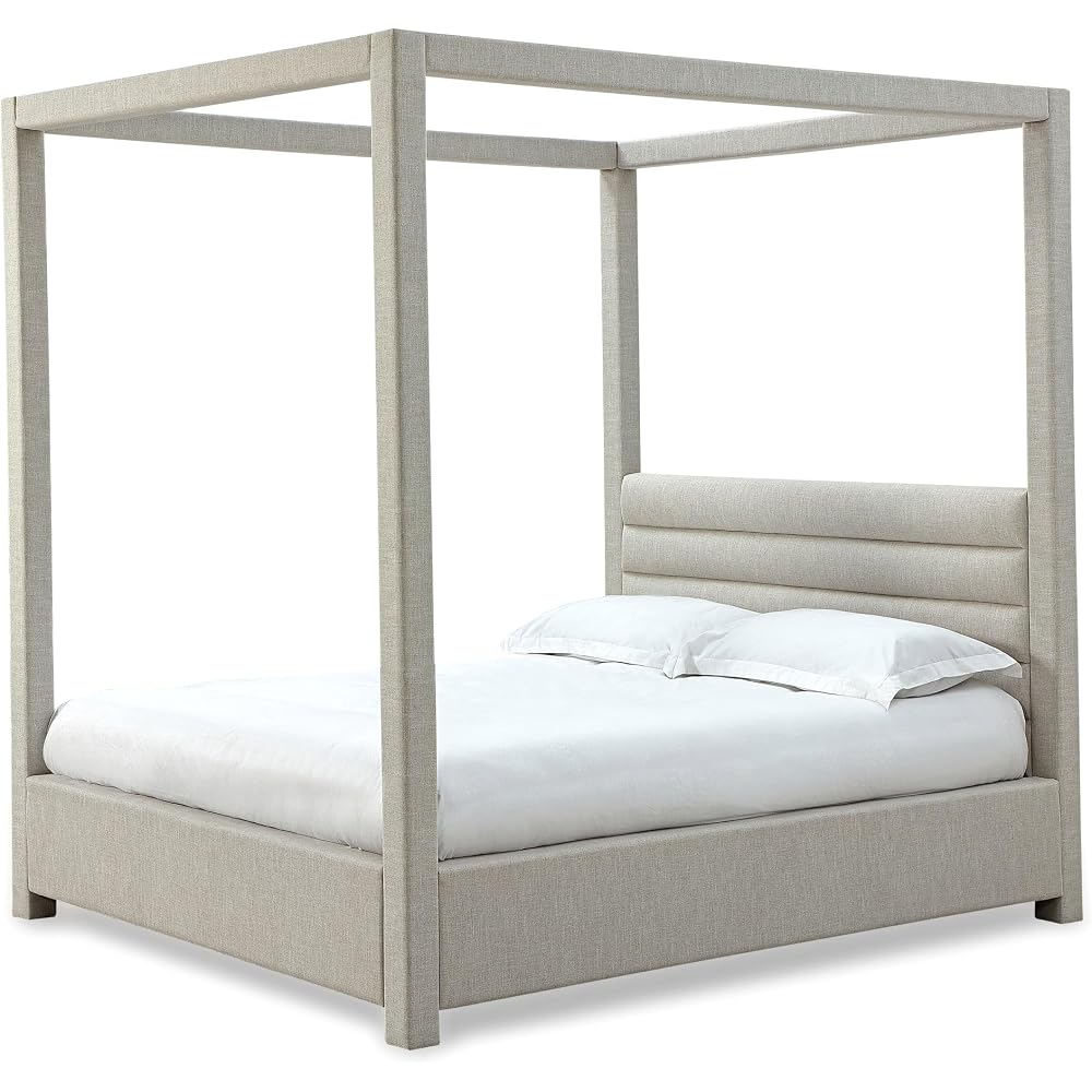 Rockford Upholstered Canopy Bed in Turtle Dove Linen, California King (6/0)