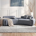 Verie 122" Modular Sectional Sofa Couch, Wooden Home Sofa Living Room, Comfy Cloud Couch with Accent Pillows for Bedroom, Home Office, Gray Blue