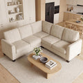 L Shaped Couch, Small Corner Sectional Sofa, Beige